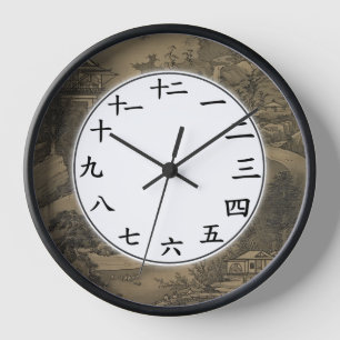 Japanische Zahlenuhr Dunkle Vintage Uhr
