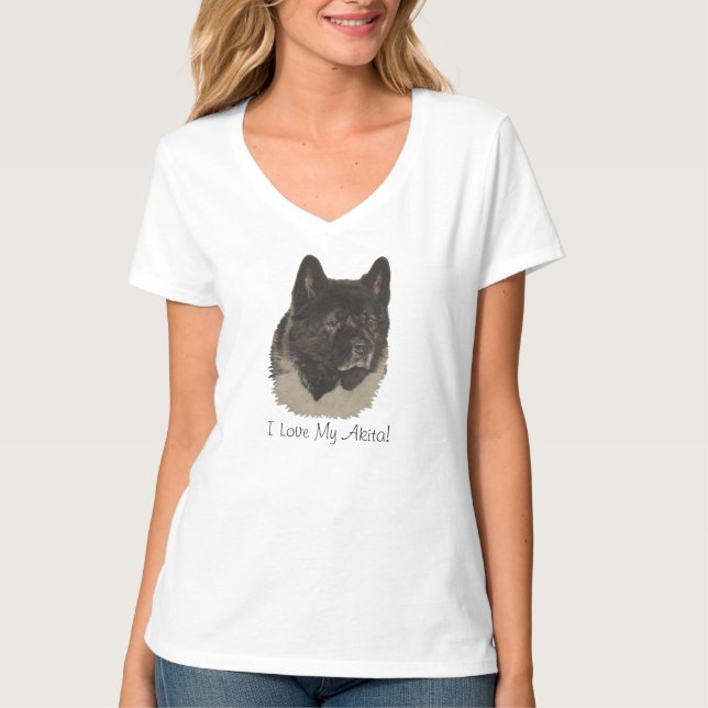 japanischer Akita-Hund mit Slogan in Schwarz und W T-Shirt (Vorderseite)
