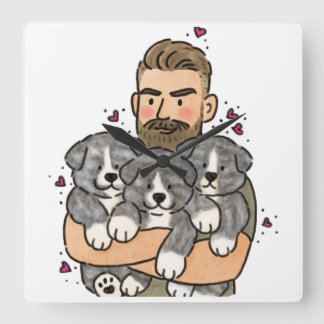 Japanischer Akita Inu Brindle Quadratische Wanduhr