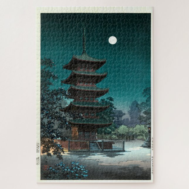 Japanischer Asakusa Kinryūzan Tempel in Mondlicht Puzzle (Vertikal)