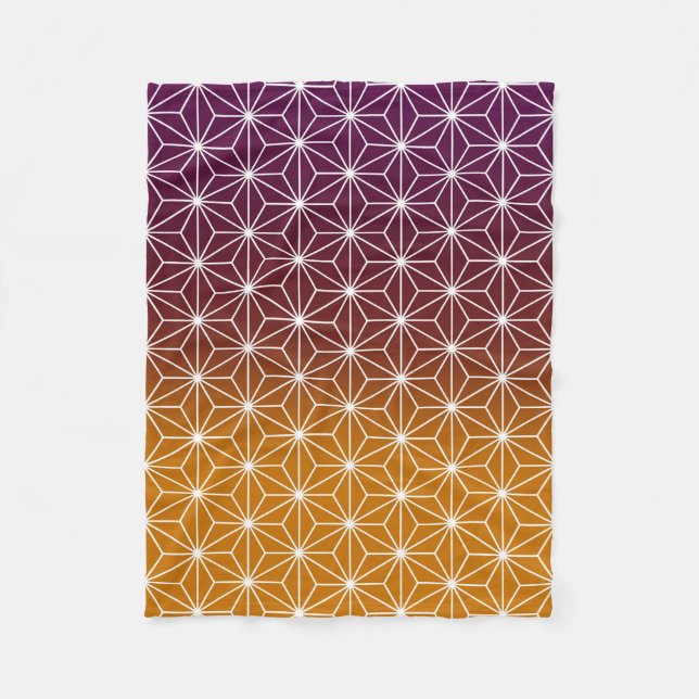 Japanischer Asanoha (groß) Burgund & Gold Fleecedecke (Vorderseite)