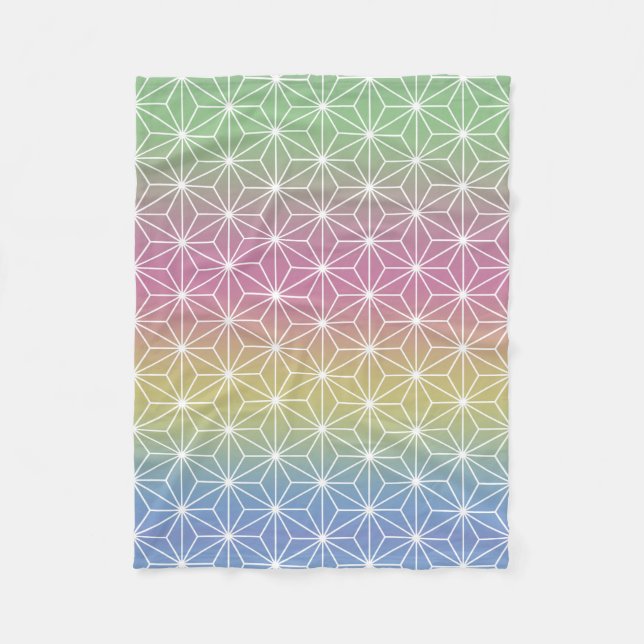 Japanischer Asanoha (groß) Pastel Rainbow Fleecedecke (Vorderseite)