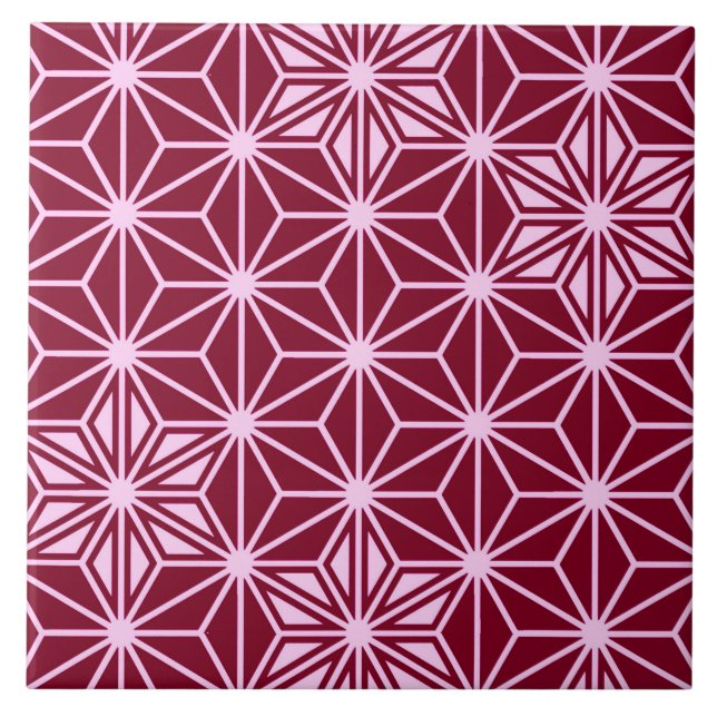 Japanischer Asanoha oder Star Pattern, Burgund Mar Fliese (Vorderseite)