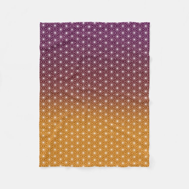 Japanischer Asanoha Traditioneller Print Burgund & Fleecedecke (Vorderseite)