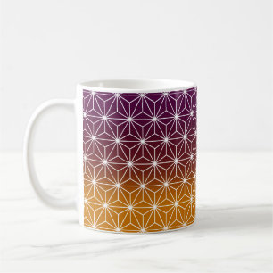 Japanischer Asanoha Traditioneller Print Burgund & Kaffeetasse