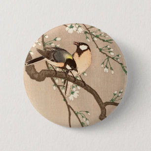 Japanischer Asiatischer Ohara Koson Vogel Meise Si Button