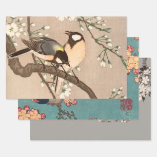 Japanischer Asiatischer Ohara Koson Vogel Meise Si Geschenkpapier Set