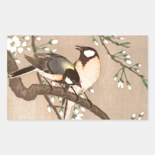Japanischer Asiatischer Ohara Koson Vogel Meise Si Rechteckiger Aufkleber