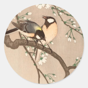 Japanischer Asiatischer Ohara Koson Vogel Meise Si Runder Aufkleber