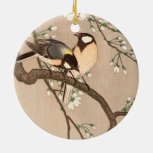 Japanischer Asiatischer Vogel Chickadee Songbird Keramik Ornament
