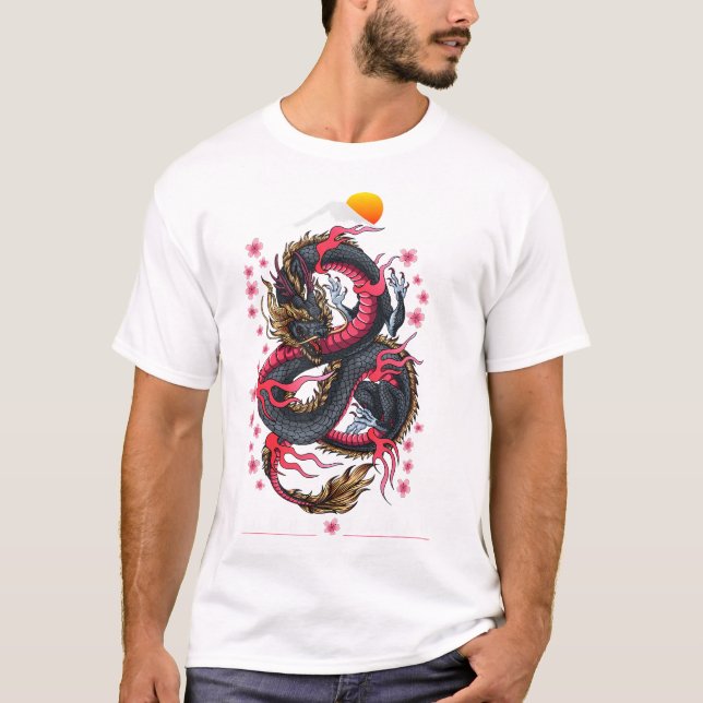 Japanischer ästhetischer Drache Tokio Japan Manga  T-Shirt (Vorderseite)
