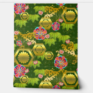 Japanischer Bambus und Mama auf grün Tapete