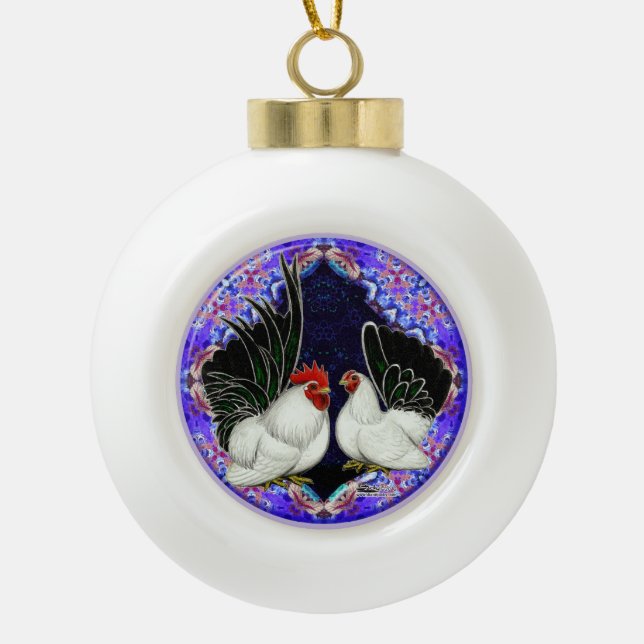 Japanischer Bantam Circle Keramik Kugel-Ornament (Vorderseite)