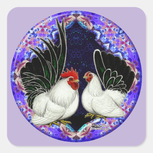 Japanischer Bantam Circle Quadratischer Aufkleber (Vorderseite)