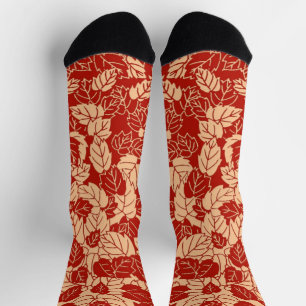 Japanischer Blattdruck, Mandarinorange Socken