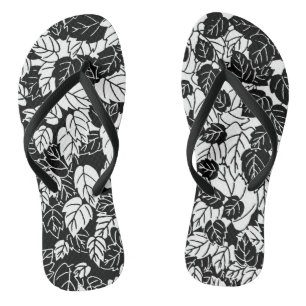 Japanischer Blattdruck, Schwarz und Weiß Flip Flops