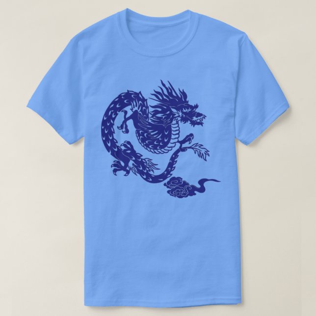 Japanischer Blauer Drache T-Shirt (Design vorne)