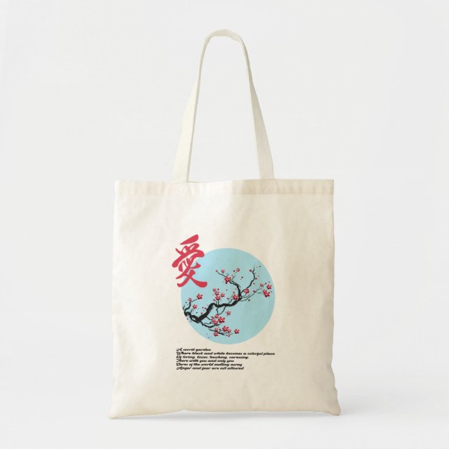 Japanischer Blossom Sakura Tote Tag Tragetasche (Vorne)