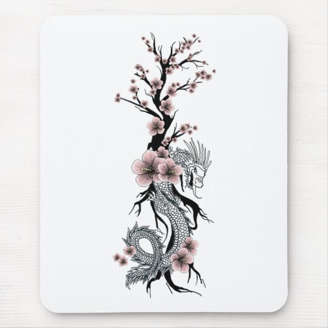 Japanischer Blumendrache Mousepad (Vorne)