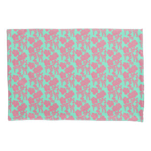 Japanischer Blumendruck - Rosa und Aquamarine Pill Kissenbezug