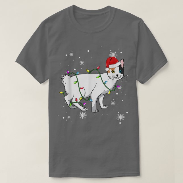 Japanischer Bobtail Chat WeihnachtsLICHT Weihnacht T-Shirt (Design vorne)