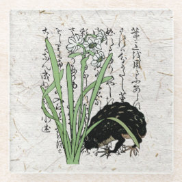 Japanischer Botanischer Frosch Toad im achtzehnten Glasuntersetzer