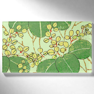 Japanischer botanischer grüner Blatt-Holzschnitt Namenschild