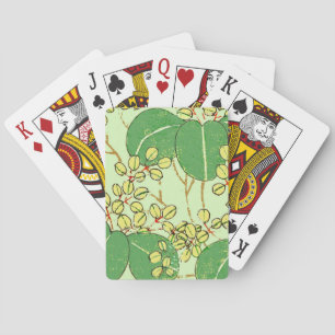Japanischer botanischer grüner Blatt-Holzschnitt Spielkarten