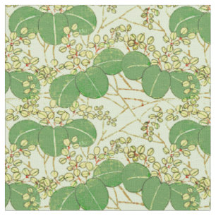 Japanischer botanischer grüner Blatt-Holzschnitt Stoff