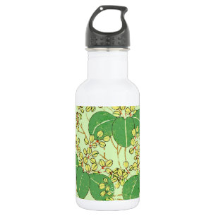 Japanischer botanischer grüner Blatt-Holzschnitt Trinkflasche