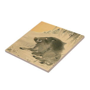 Japanischer Buchenmaler Schweinegrippe Jahr Zodiak Fliese