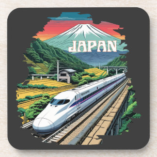 Japanischer Bullet Train und Fuji Mount Getränkeuntersetzer