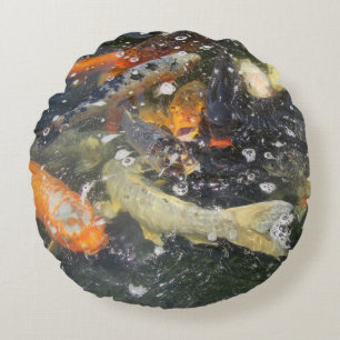 Japanischer Carp Koi Fisch schwimmen Rundes Kissen