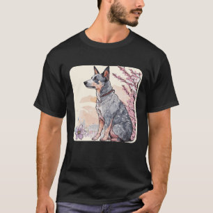 Japanischer Cherry Blossom Australischer Rind Dog  T-Shirt