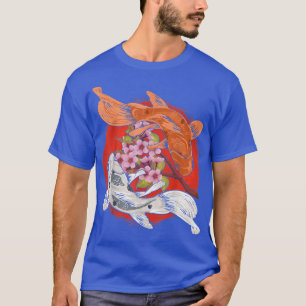 Japanischer Cherry Blossom Tree Koi Fish Yin Yang T-Shirt