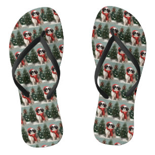 Japanischer Chin Dog in Schnee Weihnachten Flip Flops
