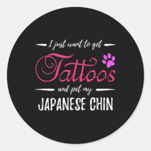 Japanischer Chin Dog Lover Tattoo Funny Dog Mama G Runder Aufkleber