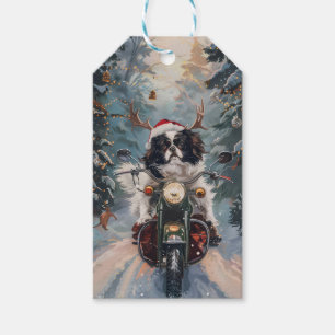 Japanischer Chin Dog Riding Motorrad Weihnachten Geschenkanhänger