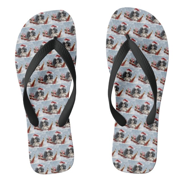 Japanischer Chin Dog Weihnachtsfest Flip Flops (Fußbett)