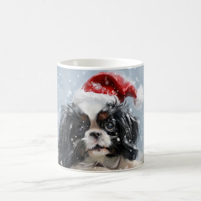 Japanischer Chin Dog Weihnachtsfest Kaffeetasse (Mittel)