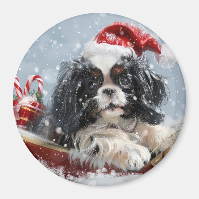 Japanischer Chin Dog Weihnachtsfest Magnet (Vorne)