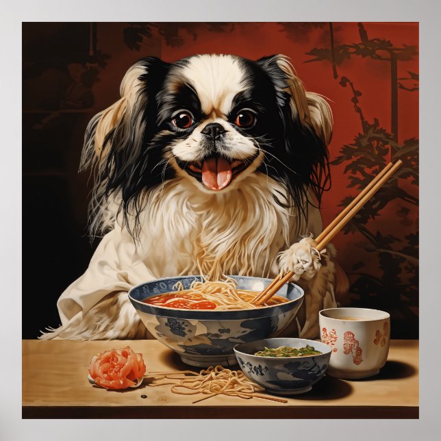 Japanischer Chin Eating Ramen Poster (Vorne)