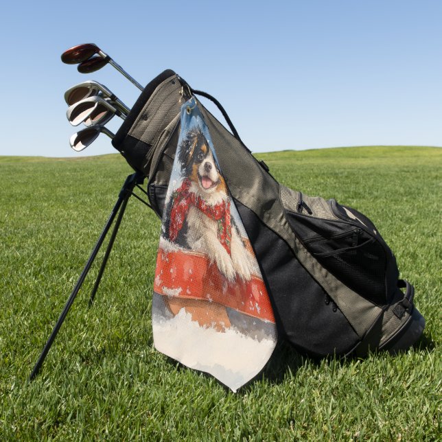 Japanischer Chin Hund in Sledge Let it Snow Weihna Golfhandtuch (Gras)