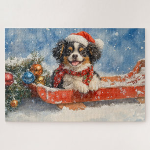 Japanischer Chin Hund in Sledge Let it Snow Weihna Puzzle