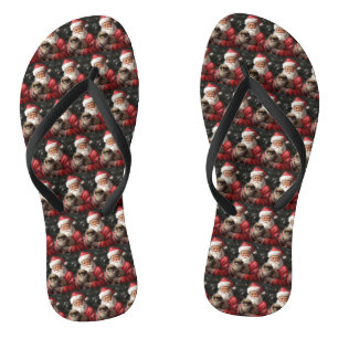 Japanischer Chin mit Weihnachtsfeiertag Flip Flops