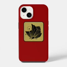 Japanischer Clan Kamon Red Laquer und Gold Butterf