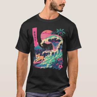 Japanischer Corgi surft auf großer Welle Japan Ges T-Shirt