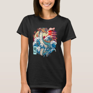 Japanischer Drache Große Welle Kanagawa Japan Vint T-Shirt