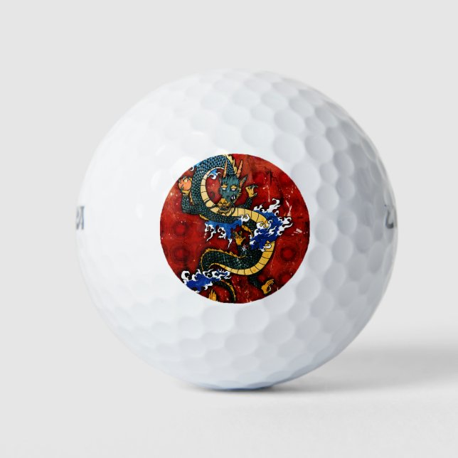 Japanischer Drache - gutes Glück Golfball (Vorderseite)