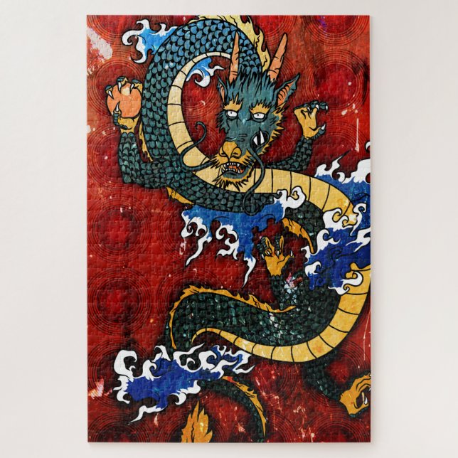 Japanischer Drache - gutes Glück Puzzle (Vertikal)